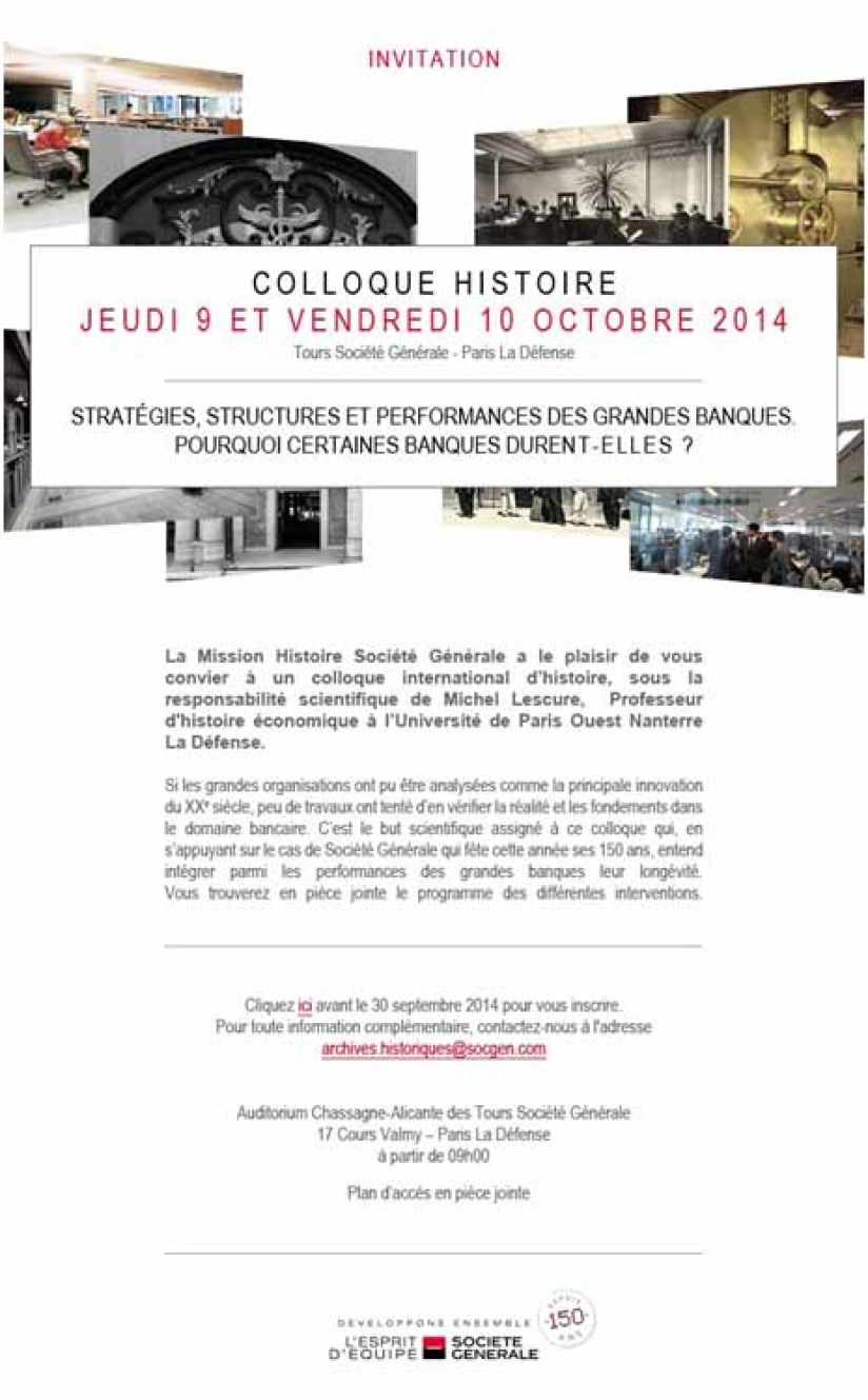 colloque historique,Stratégies, structures, performances, longévité, banque, société générale
